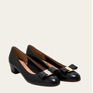 Salvatore Ferragamo Black Flats with Gold Accents